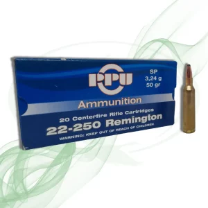 PPU 22-250 Rem SP metak i pakiranje u pozadini