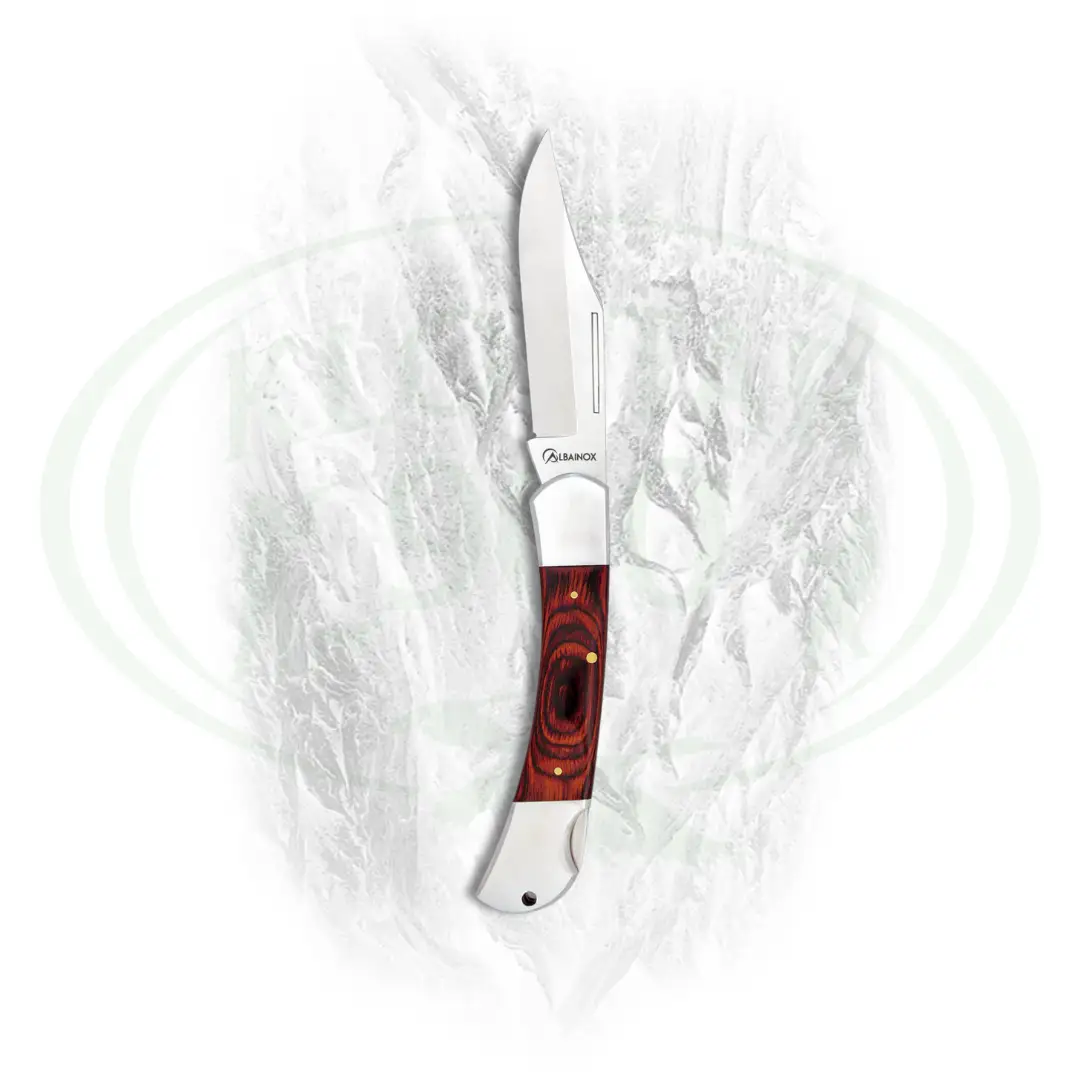 Preklopni nož s albainox oštricom i drškom u kombinaciji drva i čelika
