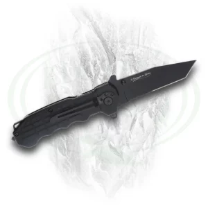 Rui predator nož s crnom oštricom i crnom drškom i kopčom za hlače