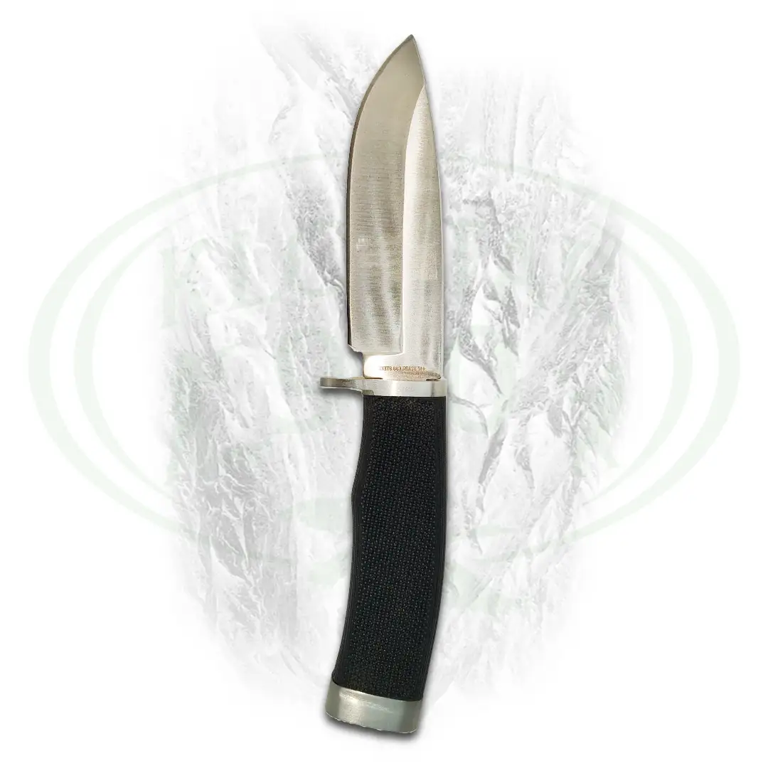 Taktički nož s crnom drškom i srebrnom oštricom